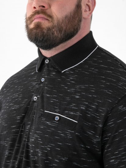 D555 Murphy Jacquard Collar And Cuff With Chest Pocket Polo Black - Polokošile - Polokošile 2XL-8XL - Trička s límečkem 2XL-8XL