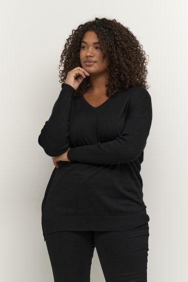 Kaffe Curve Machi Knit Svetr Sytě černá - Mikiny & mikiny s kapucí - 