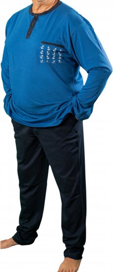 20 Nodi Maestrale Pajamas with Long Pants in Combed Cotton Jersey Blue - Pyžama/oblečení pro volný čas - Pyžama/oblečení pro volný čas 2XL-10XL