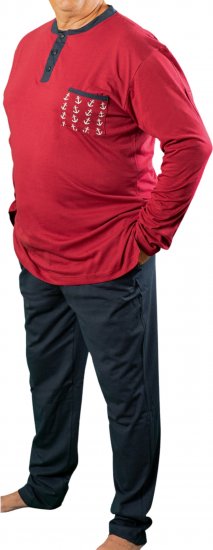 20 Nodi Maestrale Pajamas with Long Pants in Combed Cotton Jersey Red - Pyžama/oblečení pro volný čas - Pyžama/oblečení pro volný čas 2XL-10XL