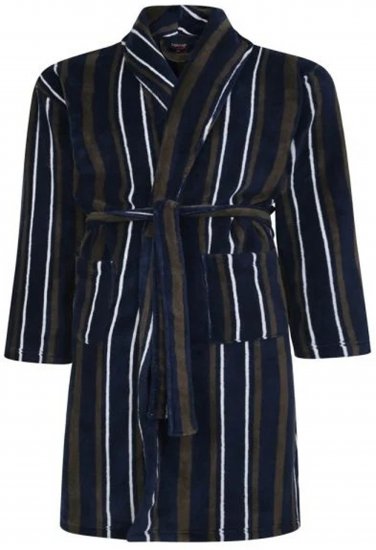 Espionage PJ149 Striped Fleece Gown Navy/Charcoal - Župany/ručníky - Župany 2XL-10XL