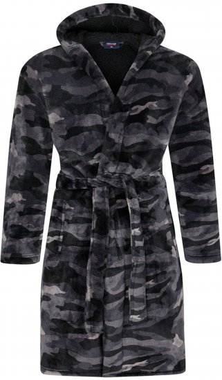 Espionage PJ159 Camo Fleece Gown Black/Grey - Župany/ručníky - Župany 2XL-10XL