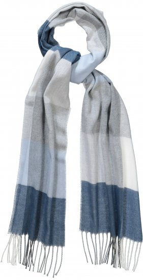 Ulla Popken Woven Check Print Scarf Soft Light Blue - Doplňky - 