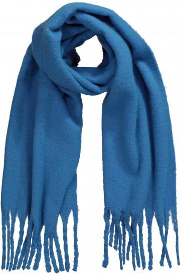 Ulla Popken Trendy Boucle Yarn Fringe Knit Scarf Teal Blue - Doplňky - 