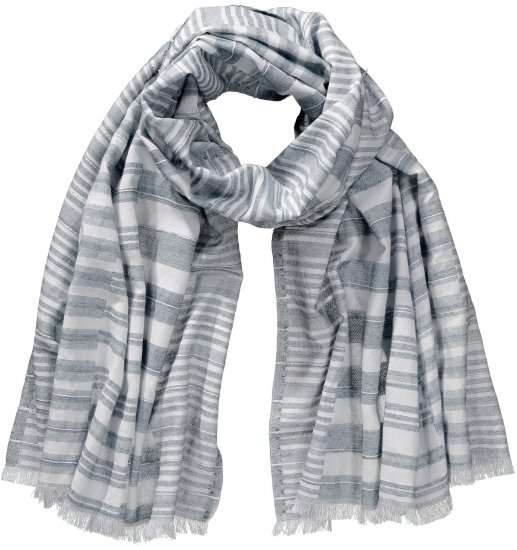 Ulla Popken Striped Statement Scarf Grey - Doplňky - 