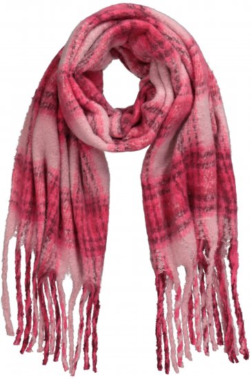 Ulla Popken Plaid Long Fringe Scarf Aubergine - Doplňky - 