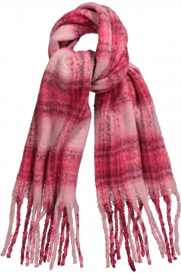 Ulla Popken Plaid Long Fringe Scarf Aubergine - Doplňky - 