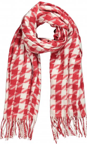 Ulla Popken Houndstooth Fringed Hem Scarf Salsa - Doplňky - 