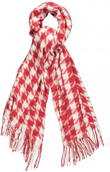 Ulla Popken Houndstooth Fringed Hem Scarf Salsa - Doplňky - 