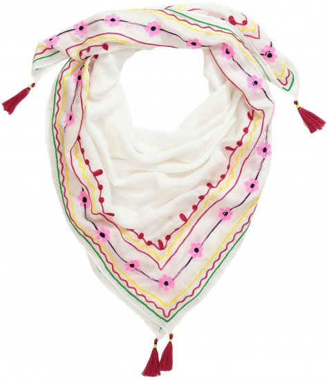 Ulla Popken Tassel Embroidery Scarf Snow White - Doplňky - 