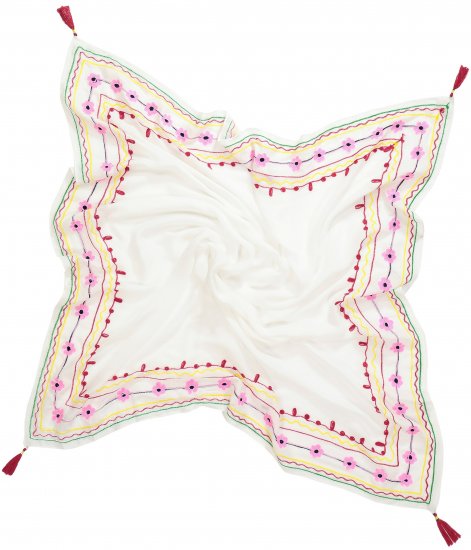 Ulla Popken Tassel Embroidery Scarf Snow White - Doplňky - 