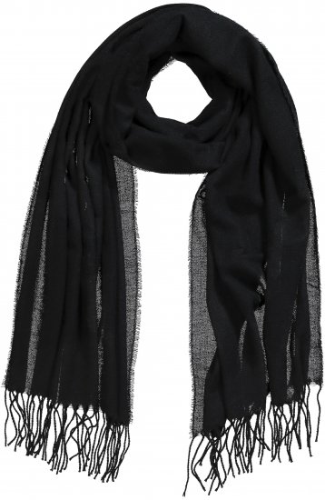 Ulla Popken Fringed Scarf Black - Doplňky - 