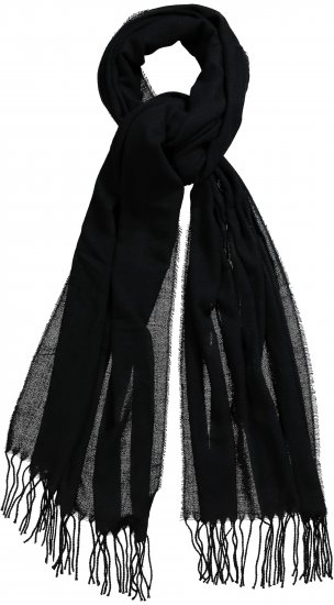 Ulla Popken Fringed Scarf Black - Doplňky - 