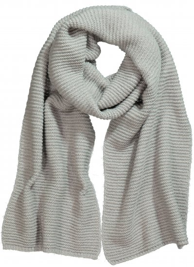 Ulla Popken Garter Stitch Knit Scarf Light Grey Melange - Doplňky - 