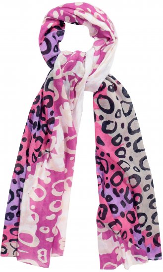 Ulla Popken Rainbow Leopard Print Scarf Pink - Doplňky - 