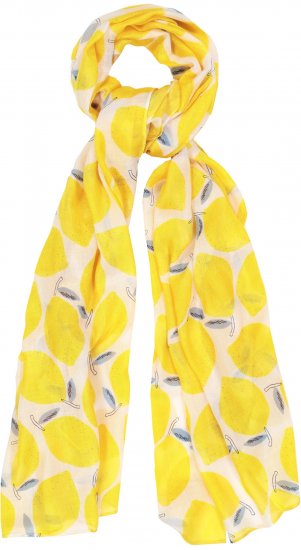 Ulla Popken Lemon Print Scarf Sun Yellow - Doplňky - 