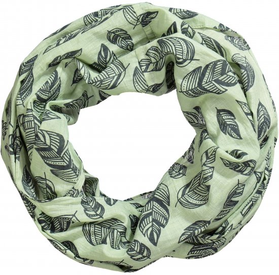 Ulla Popken Leaf Print Infinity Scarf Pistachio - Doplňky - 