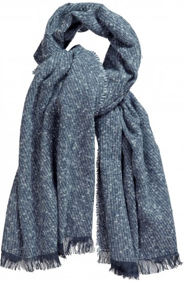 Ulla Popken Fringed Hem Knit Scarf Deep Aqua - Doplňky - 