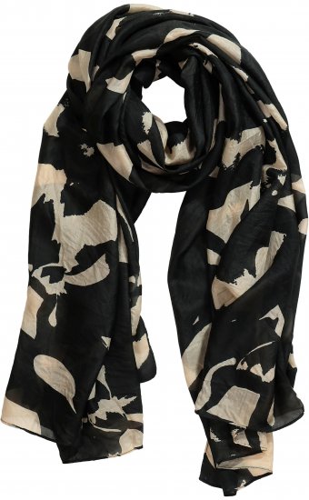 Ulla Popken Printed Silk Scarf Black - Doplňky - 