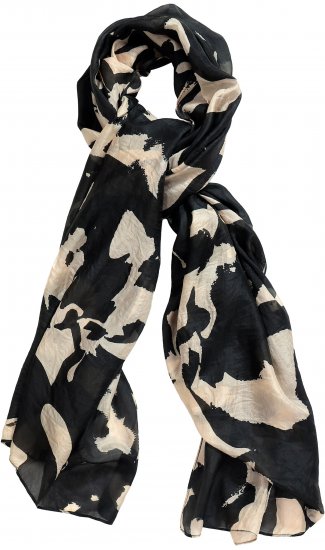 Ulla Popken Printed Silk Scarf Black - Doplňky - 