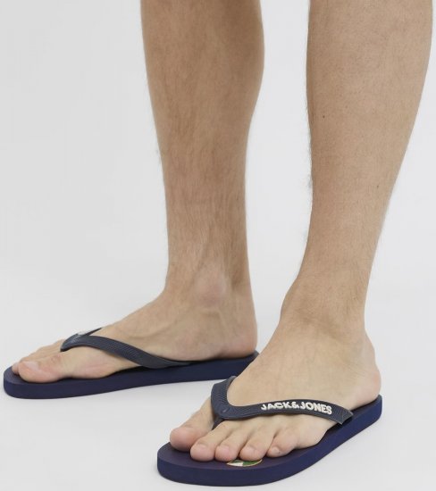 Jack & Jones Logo Palm Print Flip Flop Slippers Medieval Blue - Pánská obuv 40-52 - 