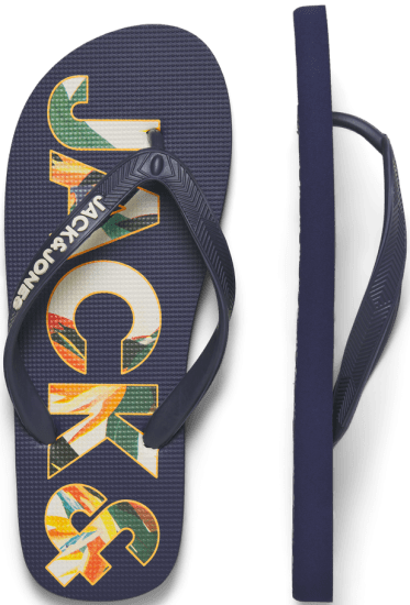 Jack & Jones Logo Palm Print Flip Flop Slippers Medieval Blue - Pánská obuv 40-52 - 