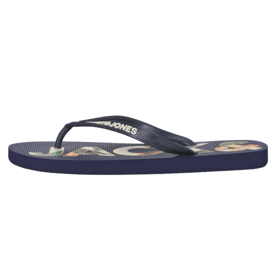 Jack & Jones Logo Palm Print Flip Flop Slippers Medieval Blue - Pánská obuv 40-52 - 