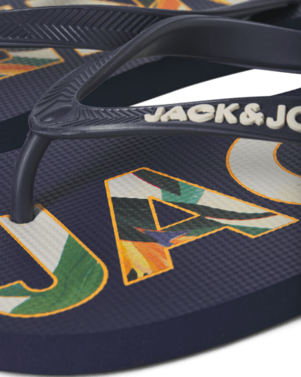Jack & Jones Logo Palm Print Flip Flop Slippers Medieval Blue - Pánská obuv 40-52 - 