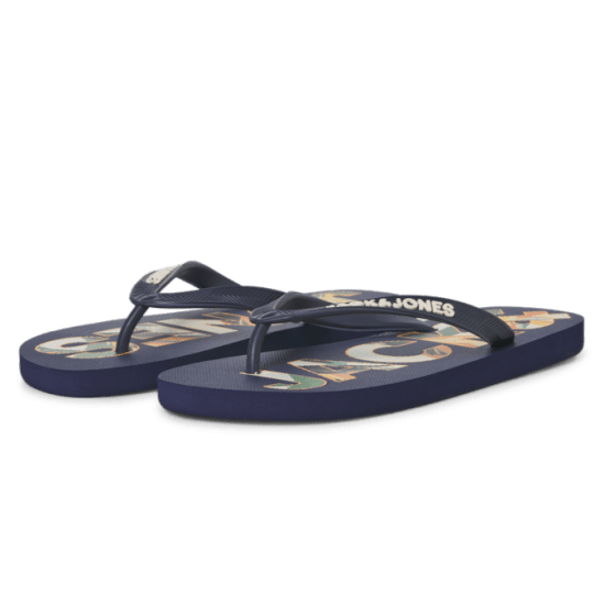Jack & Jones Logo Palm Print Flip Flop Slippers Medieval Blue - Pánská obuv 40-52 - 