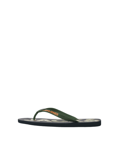 Jack & Jones Logo Palm Print Flip Flop Slippers Navy Blazer/Verdant Green - Pánská obuv 40-52 - 