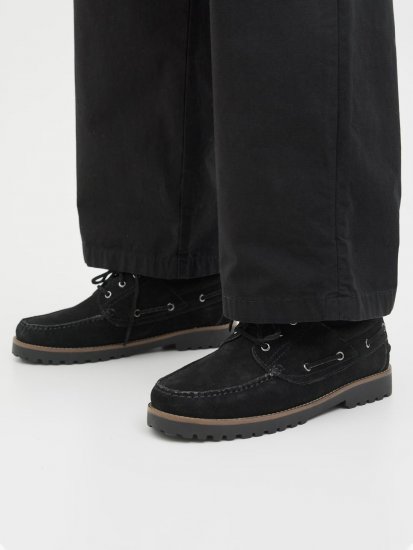 Jack & Jones Brooklyn Suede Boat Shoes Black - Pánská obuv 40-52 - 