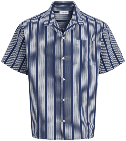 Jack & Jones Edover Resort Short Sleeve Shirt Dark Blue - Košile - Košile 2XL-10XL