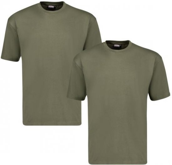 Adamo 129420 Marlon Comfort fit 2-pack T-shirt Olive Green - Trička - Trička nadměrné velikosti - 2XL-14XL
