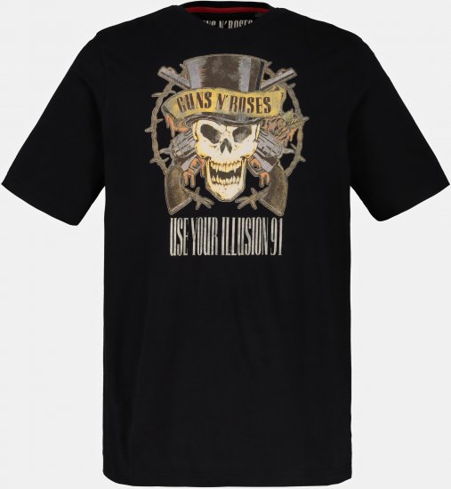 JP1880 Guns N’ Roses Skull Comfort Fit Band T-Shirt Black - Trička - Trička nadměrné velikosti - 2XL-14XL