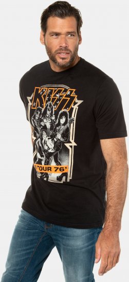 JP1880 KISS Retro Graphic Comfort Fit Band T-Shirt Black - Trička - Trička nadměrné velikosti - 2XL-14XL