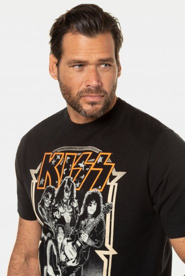 JP1880 KISS Retro Graphic Comfort Fit Band T-Shirt Black - Trička - Trička nadměrné velikosti - 2XL-14XL