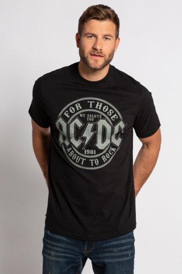 JP1880 AC/DC Graphic Comfort Fit Band T-Shirt Black - Trička - Trička nadměrné velikosti - 2XL-14XL