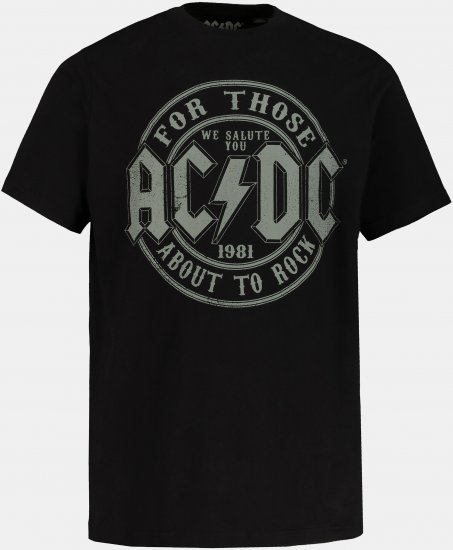 JP1880 AC/DC Graphic Comfort Fit Band T-Shirt Black - Trička - Trička nadměrné velikosti - 2XL-14XL