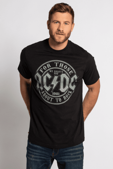 JP1880 AC/DC Graphic Comfort Fit Band T-Shirt Black - Trička - Trička nadměrné velikosti - 2XL-14XL