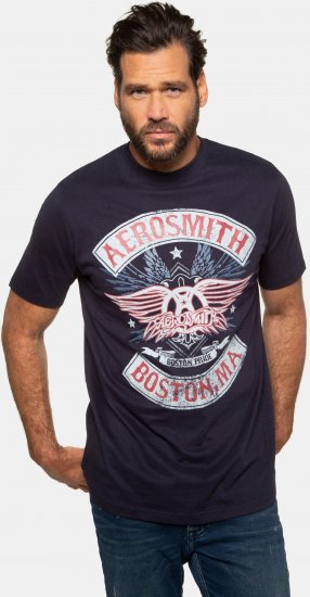 JP1880 Aerosmith Graphic Comfort Fit Band T-Shirt Black - Trička - Trička nadměrné velikosti - 2XL-14XL