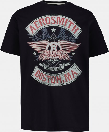 JP1880 Aerosmith Graphic Comfort Fit Band T-Shirt Black - Trička - Trička nadměrné velikosti - 2XL-14XL