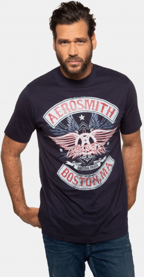 JP1880 Aerosmith Graphic Comfort Fit Band T-Shirt Black - Trička - Trička nadměrné velikosti - 2XL-14XL