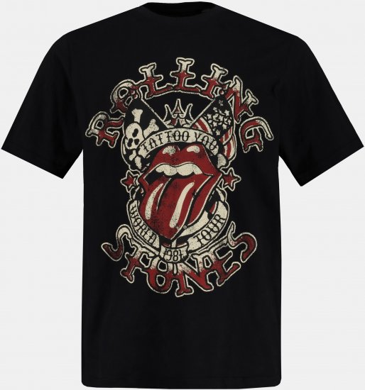JP1880 Rolling Stones Graphic Comfort Fit Band T-Shirt Black - Trička - Trička nadměrné velikosti - 2XL-14XL