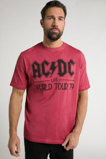 JP1880 AC/DC World Tour Graphic Comfort Fit Band T-Shirt Dark Red - Trička - Trička nadměrné velikosti - 2XL-14XL