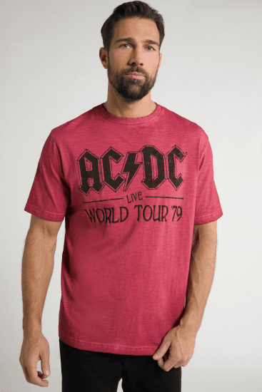 JP1880 AC/DC World Tour Graphic Comfort Fit Band T-Shirt Dark Red - Trička - Trička nadměrné velikosti - 2XL-14XL
