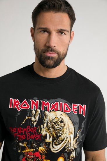 JP1880 Iron Maiden - Number of the Beast Graphic Comfort Fit Band T-Shirt Black - Trička - Trička nadměrné velikosti - 2XL-14XL