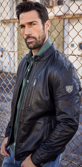 JP1880 Biker Style Leather Jacket Black - Bundy - Bundy Nadměrné Velikosti - 2XL-8XL