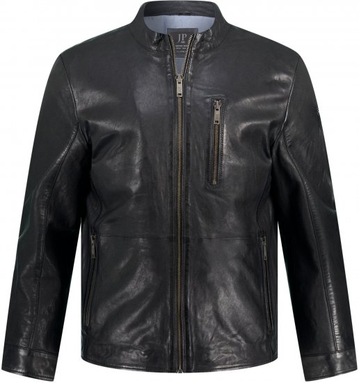JP1880 Biker Style Leather Jacket Black - Bundy - Bundy Nadměrné Velikosti - 2XL-8XL