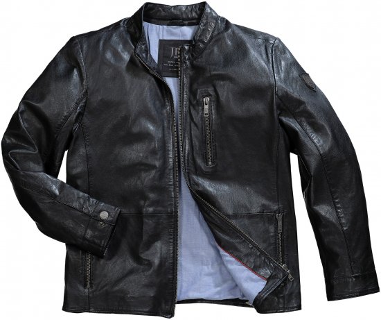 JP1880 Biker Style Leather Jacket Black - Bundy - Bundy Nadměrné Velikosti - 2XL-8XL