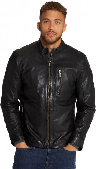 JP1880 Biker Style Leather Jacket Black - Bundy - Bundy Nadměrné Velikosti - 2XL-8XL